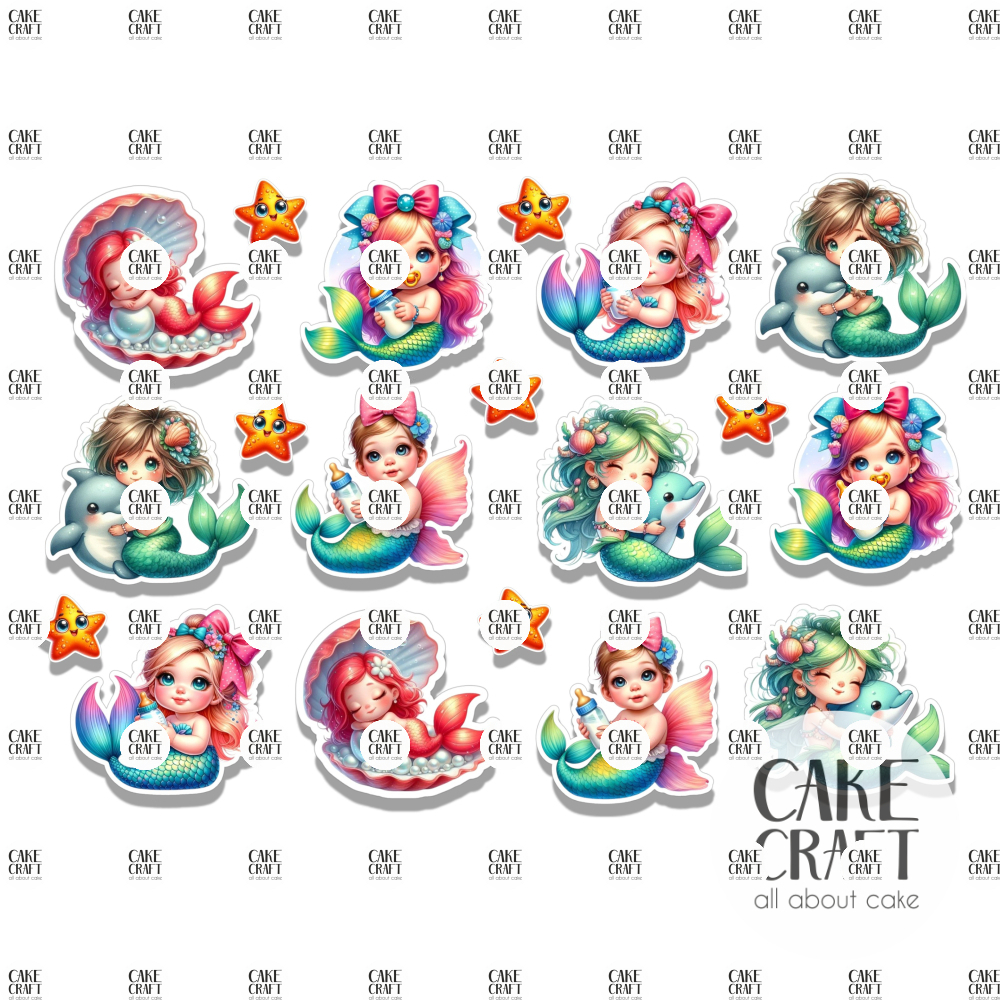 Βρώσιμα Κομμένα Σχέδια - Βρώσιμα σχέδια Γοργόνες Μωράκια - 19τμχ