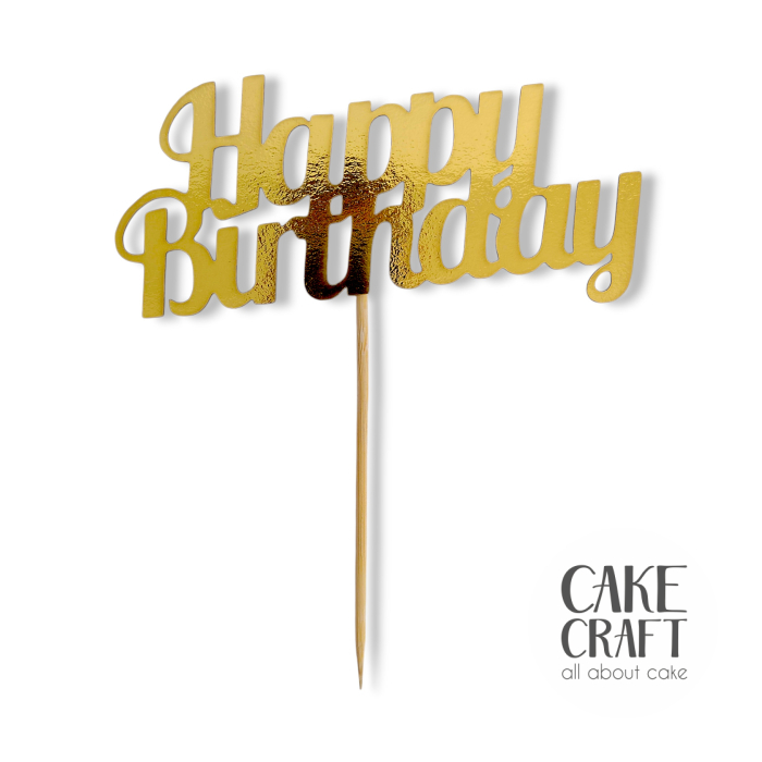 Χάρτινα Διακοσμητικά - Cake Topper Χάρτινο Χρυσό Happy Birthday v3