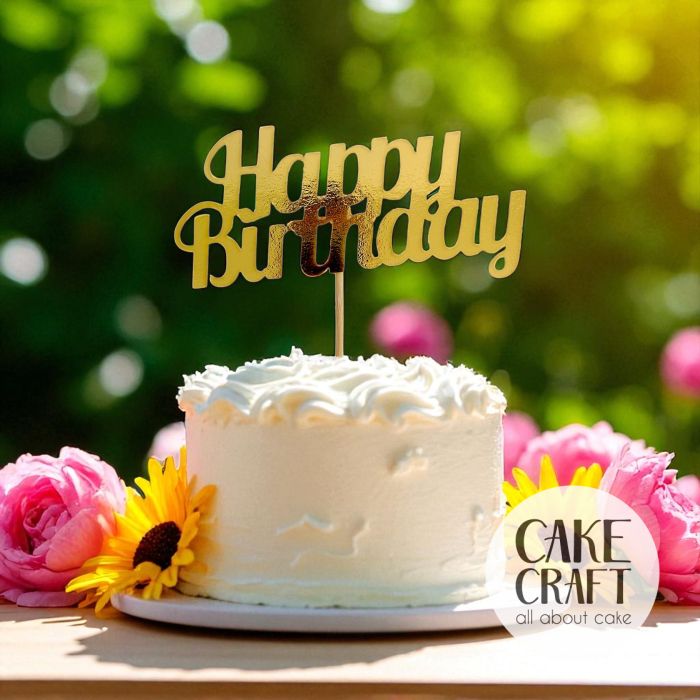 Χάρτινα Διακοσμητικά - Cake Topper Χάρτινο Χρυσό Happy Birthday v3