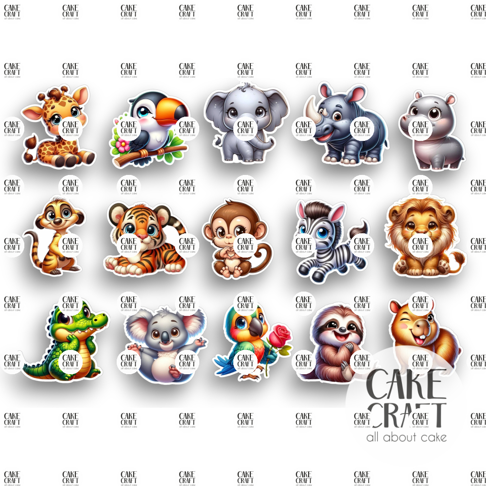 Βρώσιμα Κομμένα Σχέδια - Βρώσιμα σχέδια Ζώα της ζούγκλας v2 - 15τμχ