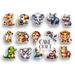 Βρώσιμα Κομμένα Σχέδια - Βρώσιμα σχέδια Ζώα της ζούγκλας v2 - 15τμχ