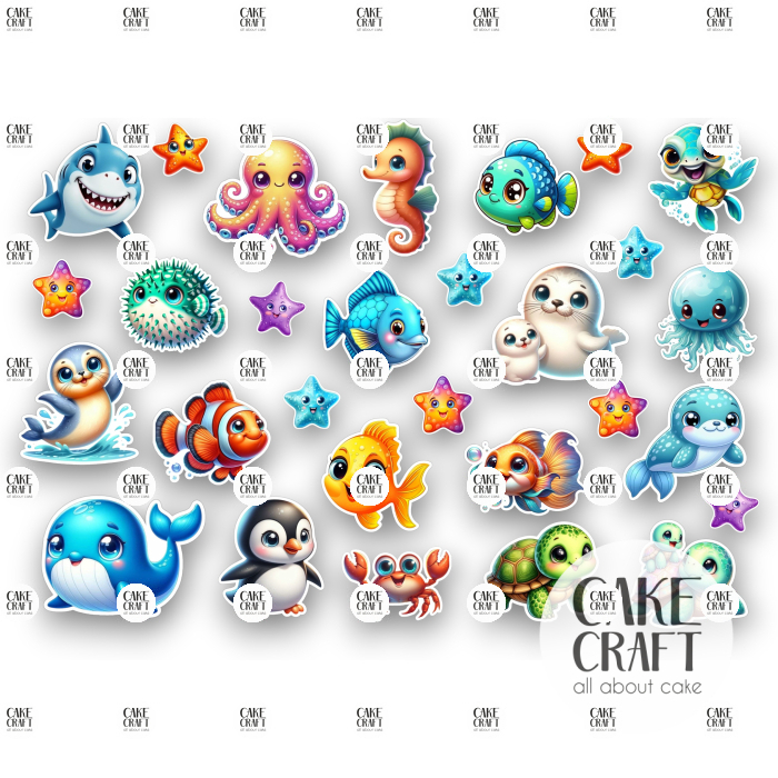Βρώσιμα Κομμένα Σχέδια - Βρώσιμα σχέδια Ζωάκια της θάλασσας - 29τμχ