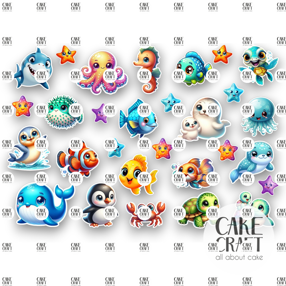 Βρώσιμα Κομμένα Σχέδια - Βρώσιμα σχέδια Ζωάκια της θάλασσας - 29τμχ