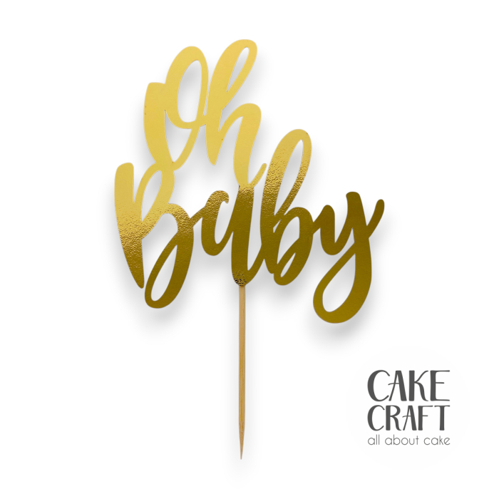 Χάρτινα Διακοσμητικά - Cake Topper Χάρτινο Χρυσό Oh baby