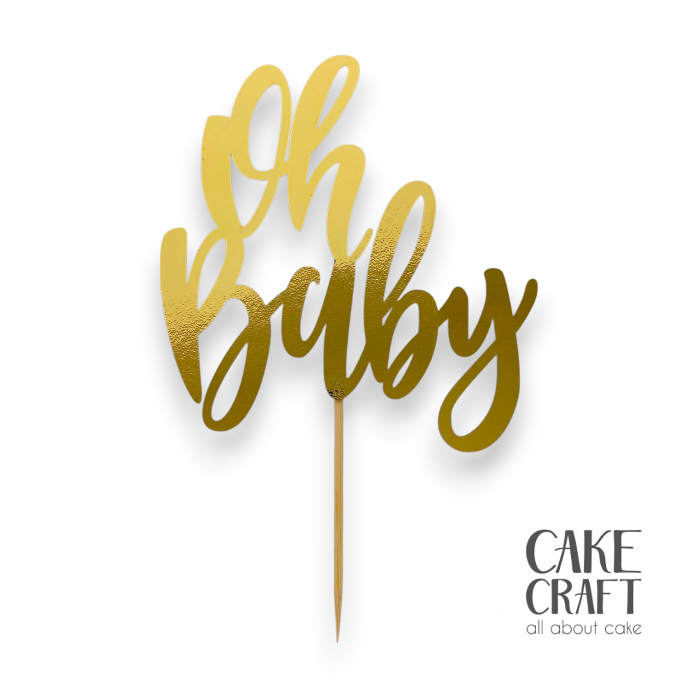 Χάρτινα Διακοσμητικά - Cake Topper Χάρτινο Χρυσό Oh baby