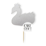 Χάρτινα Διακοσμητικά - Cake Topper Χάρτινο glitter Ασημί Κύκνος