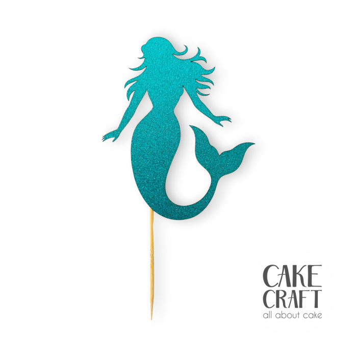 Χάρτινα Διακοσμητικά - Cake Topper Χάρτινο glitter τιρκουάζ Γοργόνα