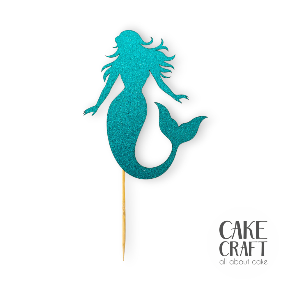 Χάρτινα Διακοσμητικά - Cake Topper Χάρτινο glitter τιρκουάζ Γοργόνα