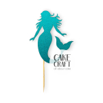 Χάρτινα Διακοσμητικά - Cake Topper Χάρτινο glitter τιρκουάζ Γοργόνα