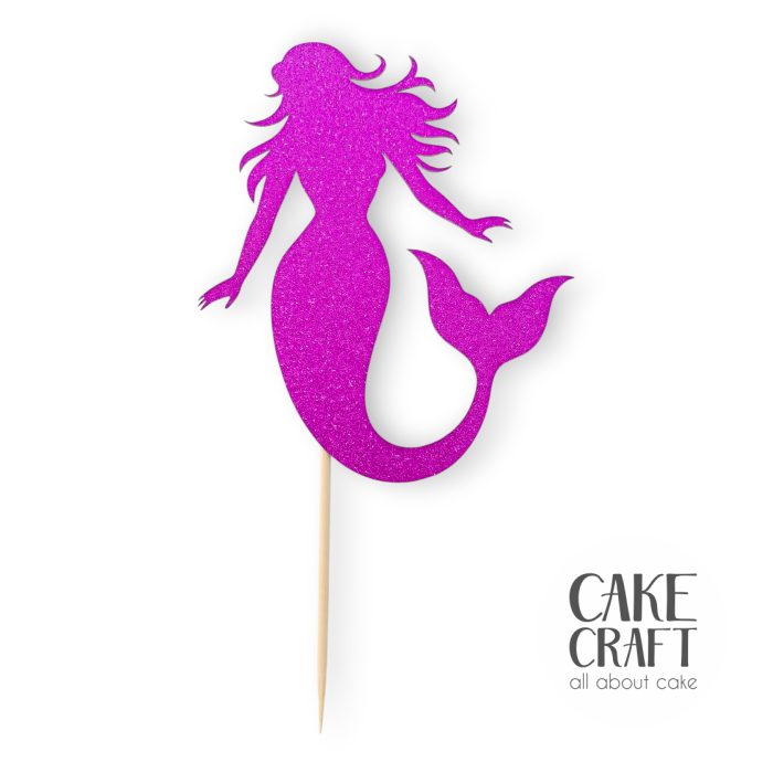 Χάρτινα Διακοσμητικά - Cake Topper Χάρτινο glitter Φούξια Γοργόνα