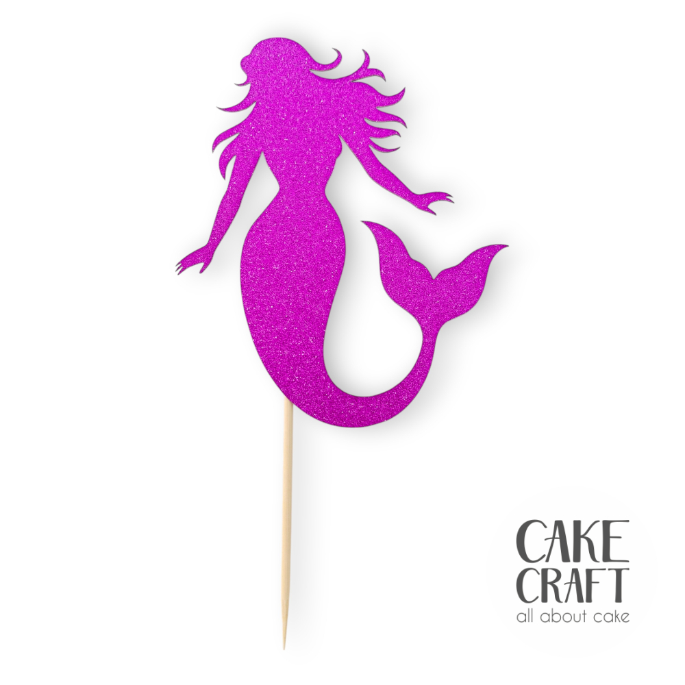 Χάρτινα Διακοσμητικά - Cake Topper Χάρτινο glitter Φούξια Γοργόνα