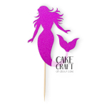 Χάρτινα Διακοσμητικά - Cake Topper Χάρτινο glitter Φούξια Γοργόνα