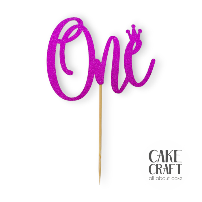 Χάρτινα Διακοσμητικά - Cake Topper Χάρτινο glitter Φούξια One