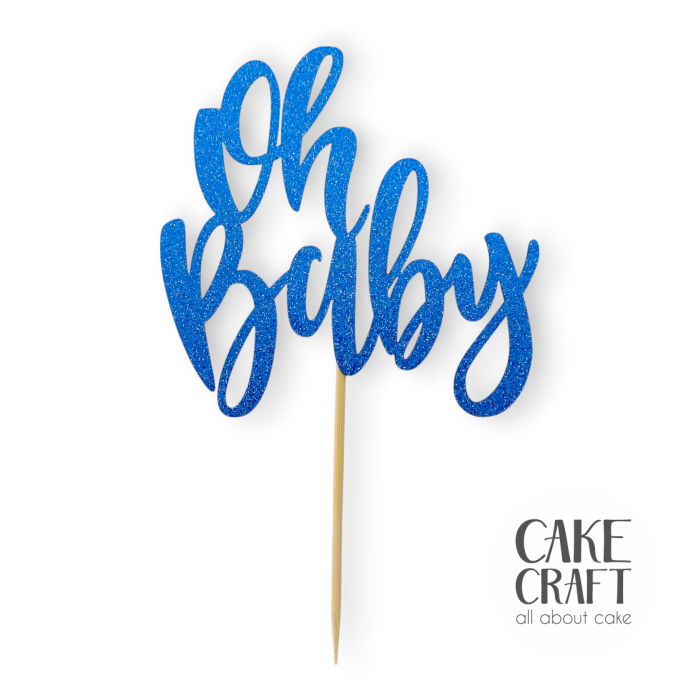 Χάρτινα Διακοσμητικά - Cake Topper Χάρτινο glitter Μπλέ Oh baby