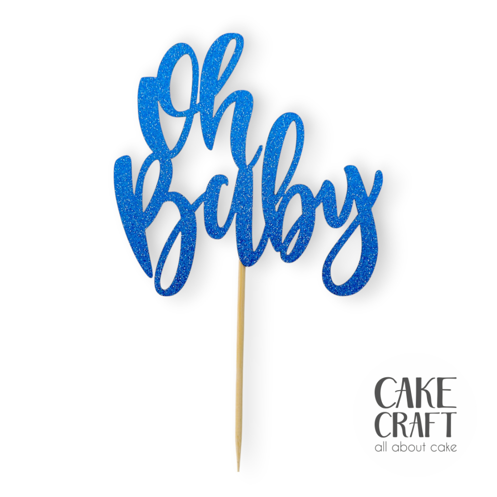 Χάρτινα Διακοσμητικά - Cake Topper Χάρτινο glitter Μπλέ Oh baby