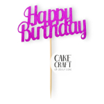 Χάρτινα Διακοσμητικά - Cake Topper Χάρτινο glitter Φούξια Happy Birthday v3