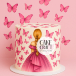 Βρώσιμα Κομμένα Σχέδια - Βρώσιμα σχέδια Κορίτσι με ροζ πεταλούδες σετ - 15τμχ