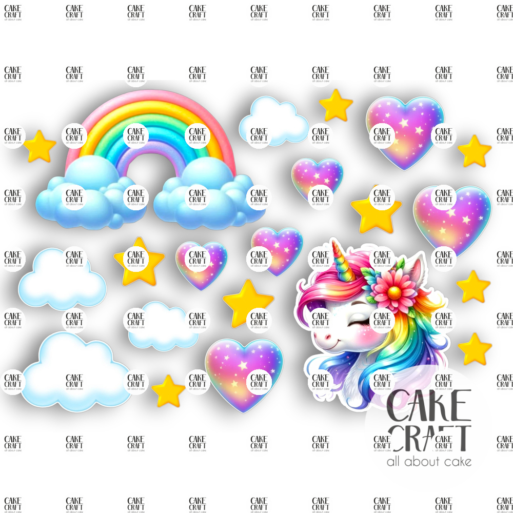 Βρώσιμα Κομμένα Σχέδια - Βρώσιμα σχέδια Μονόκερος και Ουράνιο τόξο σετ - 21τμχ