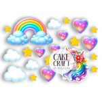 Βρώσιμα Κομμένα Σχέδια - Βρώσιμα σχέδια Μονόκερος και Ουράνιο τόξο σετ - 21τμχ