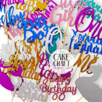 Χάρτινα Διακοσμητικά - Cake Topper Χάρτινο glitter Γαλάζιο Happy Birthday v3