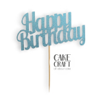 Χάρτινα Διακοσμητικά - Cake Topper Χάρτινο glitter Γαλάζιο Happy Birthday v3