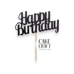 Χάρτινα Διακοσμητικά - Cake Topper Χάρτινο glitter Μαύρο Happy Birthday v3