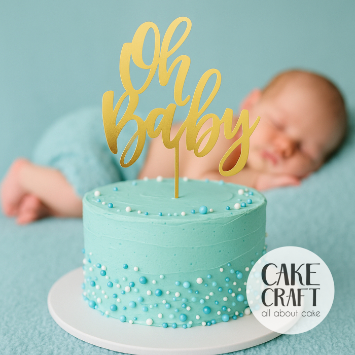 Χάρτινα Διακοσμητικά - Cake Topper Χάρτινο Χρυσό Oh baby