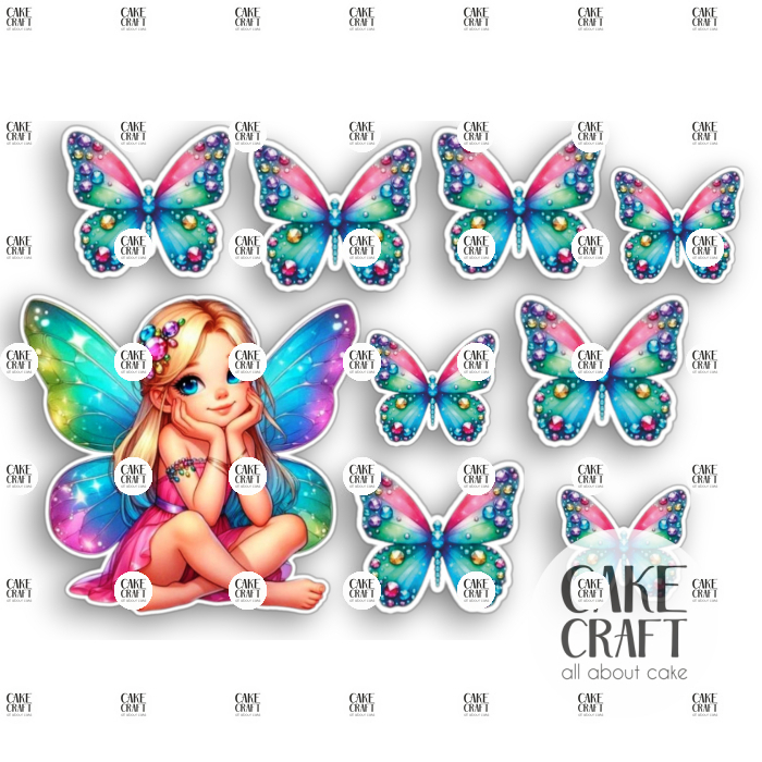 Βρώσιμα Κομμένα Σχέδια - Βρώσιμα σχέδια Νεράιδα και πεταλούδες σετ - 9τμχ
