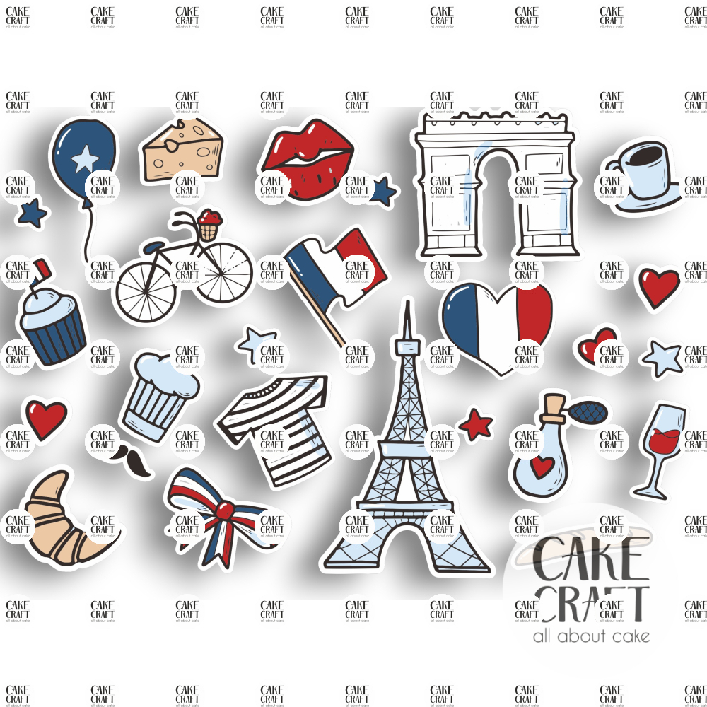 Βρώσιμα Κομμένα Σχέδια - Βρώσιμα σχέδια Παρίσι σετ - 25τμχ