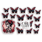 Βρώσιμα Κομμένα Σχέδια - Βρώσιμα σχέδια Γοτθικό κορίτσι και πεταλούδες σετ - 17τμχ