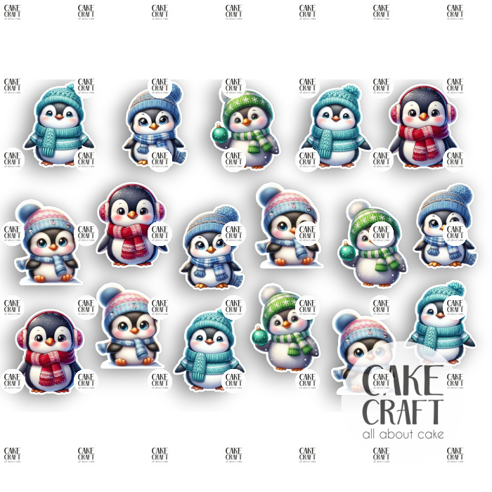 Βρώσιμα Κομμένα Σχέδια - Βρώσιμα σχέδια Christmas Πιγκουίνοι v2 σετ - 17τμχ
