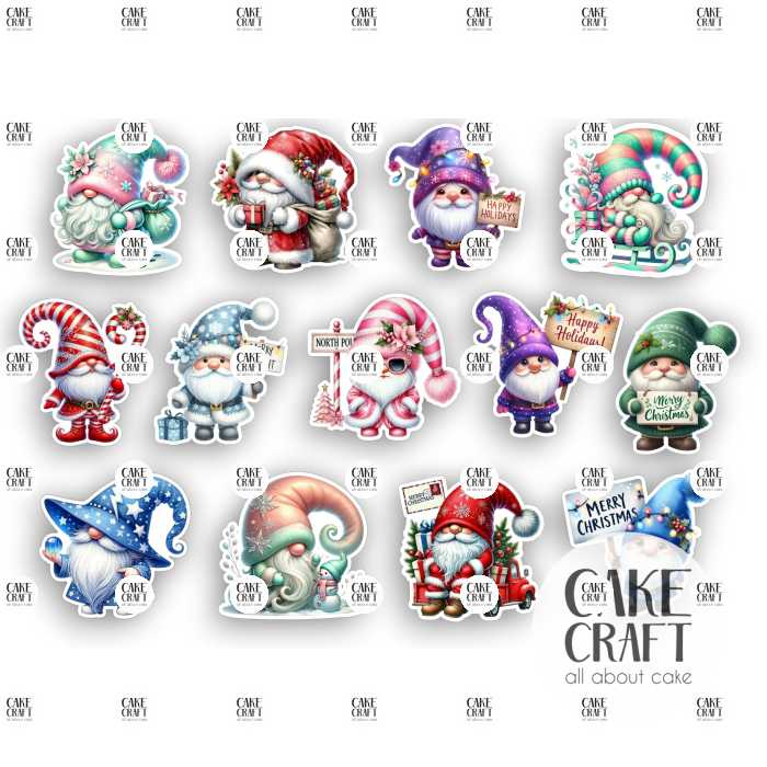 Βρώσιμα Κομμένα Σχέδια - Βρώσιμα σχέδια Christmas Νάνοι v4 - 13τμχ