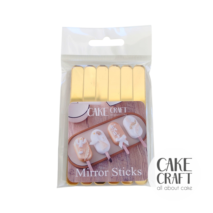 Βέργες & Sticks - Mini Sticks Χρυσό Καθρέπτης / Ξυλάκια για παγωτό CakeCraft 12τμχ 10x9.3cm