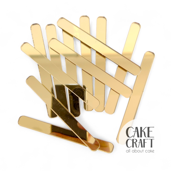 Βέργες & Sticks - Mini Sticks Χρυσό Καθρέπτης / Ξυλάκια για παγωτό CakeCraft 12τμχ 10x9.3cm