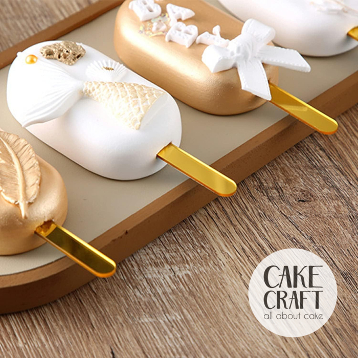 Βέργες & Sticks - Mini Sticks Χρυσό Καθρέπτης / Ξυλάκια για παγωτό CakeCraft 12τμχ 10x9.3cm