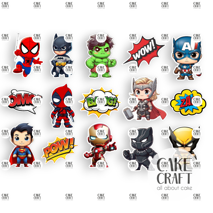 Βρώσιμα Κομμένα Σχέδια - Βρώσιμα σχέδια Μικροί Υπερήρωες σετ - 12τμχ