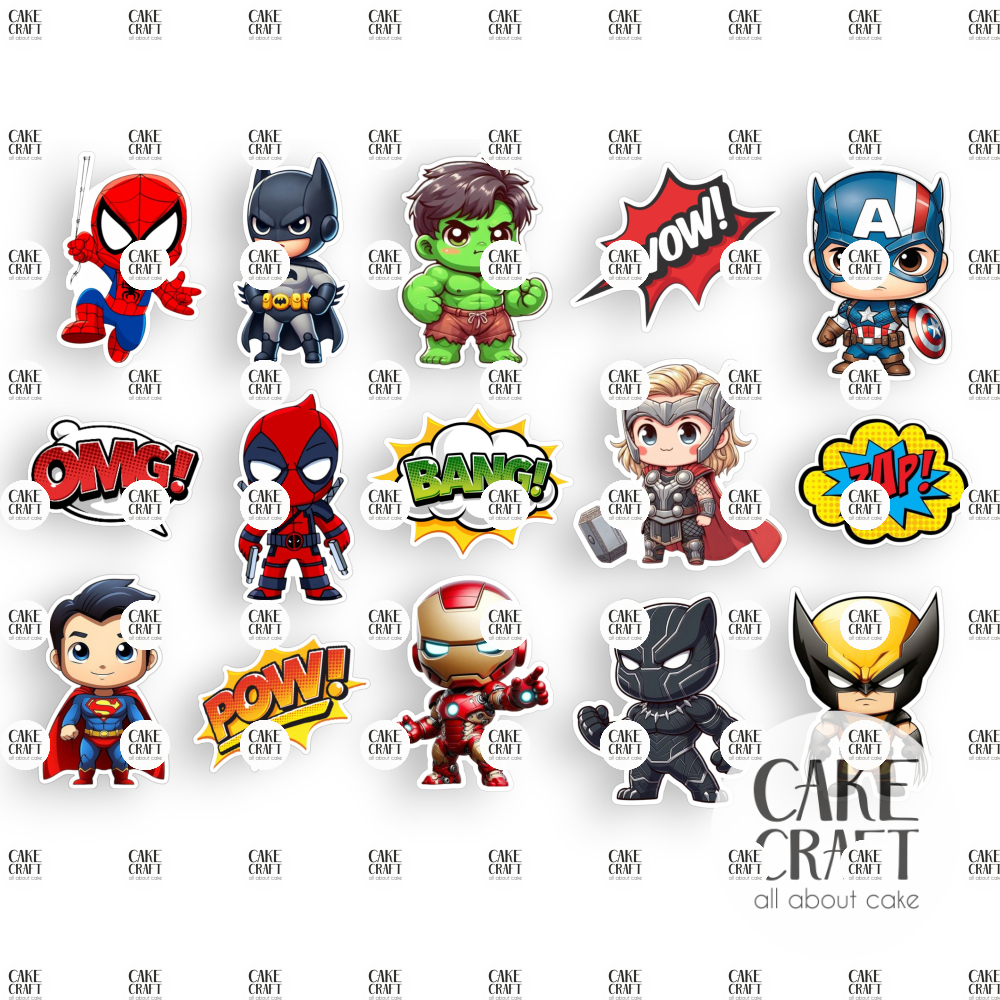 Βρώσιμα Κομμένα Σχέδια - Βρώσιμα σχέδια Μικροί Υπερήρωες σετ - 12τμχ