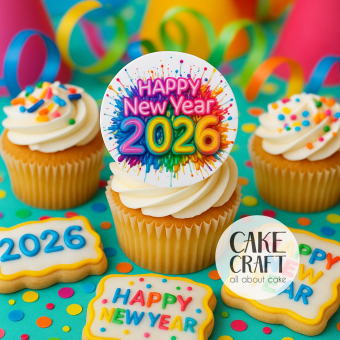 Βρώσιμα Κομμένα Σχέδια - Βρώσιμα σχέδια 2026 Happy New Year v2 - 12τμχ