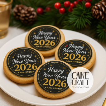 Βρώσιμα Σχέδια Χριστουγεννιάτικα - Βρώσιμα σχέδια 2026 Happy New Year - 12τμχ