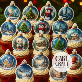 Βρώσιμη Εκτύπωση - Βρώσιμα σχέδια Χριστουγεννιάτικες Μπάλες - 15τμχ